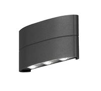 Konstsmide Outdoor Wall Light Mains Powered/Chieri Modern Up Down/LED High Power 6 x 1 W Lamp/Clear Glass/Aluminium/IP54/Outside Light Anthracite