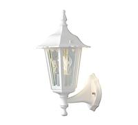 Konstsmide Outdoor Wall Light Mains Powered/Firenze Small Down Traditional Lantern/1 x 60 W E27 Max Lamp/Clear Glass/Aluminium/IP43/Outside Light Matt White