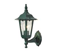 Konstsmide Outdoor Wall Light Mains Powered/Firenze Small Down Traditional Lantern/1 x 60 W E27 Max Lamp/Clear Glass/Aluminium/IP43/Outside Light Green