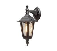 Konstsmide Outdoor Wall Light Mains Powered/Firenze Small Up Traditional Lantern/1 x 60 W E27 Max Lamp/Clear Glass/Aluminium/IP43/Outside Light Matt Black