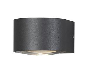 Konstsmide Outdoor Wall Light Mains Powered/Gela Down Modern Outdoor Wall Lamp/LED High Power 1 x 6 W Wall Lamp/Convex Wide Angle Clear Glass Lens/Aluminium/IP54/Outside Light Anthracite