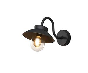 Konstsmide Outdoor Wall Light Mains Powered/Vega Down Outdoor Wall Light/1 x 60 W E27 Max Wall Lamp/Clear Glass Globe / IP44 / Outside Light Aluminium Black