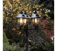 Konstsmide Parma lamp post, 3-bulb with stainless steel roof