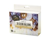 Talking Tables 30 Gold Balloons with Ribbon | Ideal for Wedding, Birthday or New Years Eve Party, Rubber, White & Silver Mix