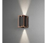 Konstsmide Outdoor Vale Modern Double Up Down Adjustable Lantern/2 x 7 W GU10 Max Wall Lamp (Not Included)/Clear Glass Lens Black/IP54/Outside Light Aluminium, 14 W, Copper Black