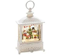 Konstsmide Water Filled LED Lantern : White with Snowmen & Christmas Tree : Battery with Timer