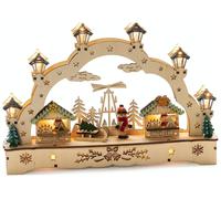 Konstsmide Wooden Silhouette Christmas Market Scene : Battery : LED : 27.5cm