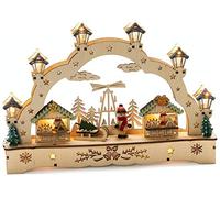 Konstsmide Wooden Silhouette Christmas Market Scene : Battery : LED : 27.5cm