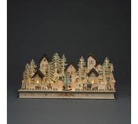 Konstsmide Wooden Silhouette House & Figures 17 Warm White Led Ip20