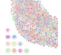 KONTONTY 1000pcs Glow The Dark Letter Beads Multi-Function DIY Beads for Bracelet and Jewelry Making Portable Alphabet Craft Supplies