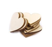 KONTONTY 100pcs 20mm Heart Wood Slices Discs for DIY Crafts Embellishments Natural Wood Colour Smooth Finish Craft Tags Blank Wooden Ornaments