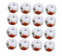 KONTONTY 100PCS Porcelain Beads with Large Floral Pattern Ceramic Beads for Jewelry Making Easy Threading Craft Supplies for Bracelets Necklaces DIY