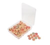 KONTONTY 100pcs Vintage Round Handmade Wood Buttons Dual Decorative Wooden Buttons for Sewing Jackets Patchwork DIY Crafts Lightweight and Easy to Attach