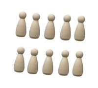 KONTONTY 10pcs 45mm Natural Unpainted Wooden Peg Dolls DIY Craft People Shapes for Wedding Cake Toppers Bridal Shower Photo Booth Props
