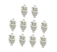 KONTONTY 10Pcs Antique Silver Vintage Owl Pendant Charms Alloy Animal Necklaces and Bracelets Diy Jewelry Making Accessories for Craft Projects
