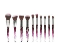KONTONTY 10pcs Crystal Makeup Brush Set with 10 Professional Nylon and Plastic Brushes for Powder and Blush, No Shedding, Safe for Washing, for Daily and Professional Use