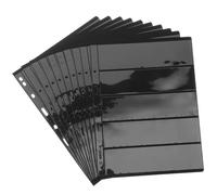 KONTONTY 10Pcs Double-Sided Loose-Leaf Stamp Collecting Sheets with 9 Holes A5 Black Background Stamp Album Inserts for Collectors