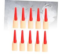 KONTONTY 10pcs Halloween Artificial Witch Zombie Finger Covers Lightweight Plastic Cosplay Props for Costume Parties Carnivals Scary Decoration Accessories Random Color