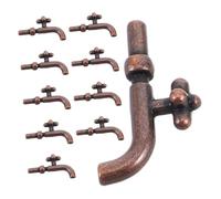 KONTONTY 10Pcs Miniature Faucet Decor Realistic DIY Accessories for Dollhouse Bathroom Kitchen Single Handle Plastic Tap Models for Play Enhance Creativity Hands Skills