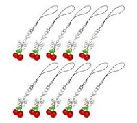 KONTONTY 10pcs Phone Chain Strap with Cherry Pendant Beaded Lanyard for Smartphones Versatile Hanging Phone Charms Cute Bow Decoration for Parties and Daily Use