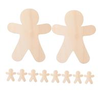 KONTONTY 10pcs Unfinished Gingerbread Man Wooden Cutouts DIY Christmas Decorations Bulk Polished Double Sided Smooth Wooden Xmas Ornaments for Holiday Crafting