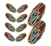 KONTONTY 10pcs Vintage Tibetan Copper Beads Antique Style Buddhist Spacer Beads for Bracelet Necklace Earring Making Nepal Jewelry Accents DIY Craft Supplies