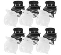 KONTONTY 12 Pcs Hot Roller Claw Hair Clips Set Plastic Hair Curler Sectioning Clamps for Volumizing Styling Heat-resistant Roller Grips for Women and Black