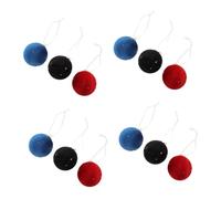 KONTONTY 12pcs Flocked Christmas Tree Ornaments Plush Holiday Baubles Red Black Blue for Indoor Seasonal Decorations Soft Texture Vibrant Colors Easy to Hang