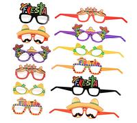 KONTONTY 12pcs Funny Eyeglasses for Mexican Fiesta Party Carnival Photo Props Lightweight Party Eyewear for Adults for Cinco De Mayo Celebrations