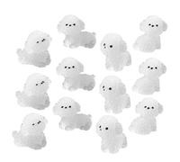 KONTONTY 12pcs Glow in The Dark Miniature Puppy Figurines Resin Small Dog Ornaments for Garden Micro Landscape Decoration, Cute Tiny Dog Statue Set 4 Styles x 3 Pieces