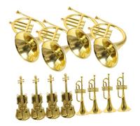 KONTONTY 12pcs Mini Musical Instrument Ornaments for Xmas DIY Craft Decorations Lightweight Trumpet Charm Accessories for Wall Art and Tree Hanging