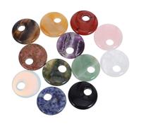 KONTONTY 12pcs Natural Stone Bead Pendant, Large round Side Drilled | Crystal Agate, Polished Minimalist Texture, Beginner Friendly Handling, for Classes, Leather Cord