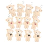 KONTONTY 12Pcs Plush Bear Keychain Pendant Cute Stuffed Animal Decor for Bags Backpacks Key Rings present for Birthdays Festivals Special Occasions