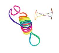 KONTONTY 12pcs Rainbow Finger Turn over Strings 1.65m Braid Rope Diy Finger String Educational Toy for Kids Children's Fine Motor Skill Development