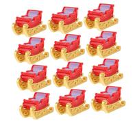 KONTONTY 12pcs Resin Mini Sleigh Ornaments Decorative Crafts for Christmas Village Micro Landscape Table Centerpiece Holiday Desktop Garden Dollhouse Decor
