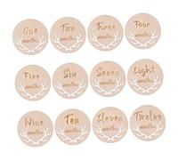 KONTONTY 12pcs Set Milestone Cards Wooden Baby Month Card Newborn Milestone Photo Prop