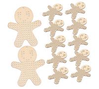 KONTONTY 12pcs Wooden Gingerbread Men Cross Stitch Blanks Natural Wood Ornaments for DIY Crafts Christmas Tree Decorations Unfinished Holiday Shape Cutouts