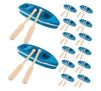 KONTONTY 16 Set Miniature Rowboat with Wooden Paddles Resin Nautical Boat Ornaments for DIY Micro Landscape Fairy Garden Home Decoration and Detailed Craftsmanship