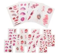 KONTONTY 16 Sheets Realistic Fake Scars Temporary Tattoo Stickers for Halloween Cosplay and Pranks Easy Apply Bruise and Cut Face Body Makeup Supplies for Zombie and April Fools Day Decor