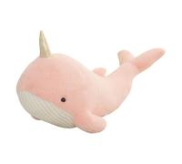 KONTONTY 1pc Cute Cartoon Plush Narwhal Cotton Stuffed Doll for Pink Cuddly Plush Plaything Indoor Decor Bedtime Companion Soft Resilient Design