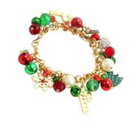 KONTONTY 1pc Festive Bracelet Creative Christmas Jewelry with Pearl Bells Crystal Beads and Snowflake Design for Elegant Holiday Hand Decoration