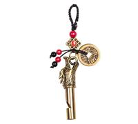 KONTONTY 1pc Vintage Dragon Head Brass Whistle Keychain Pendant for Outdoor Survival Loud Emergency Whistle for Hiking Camping Climbing and Asking Help