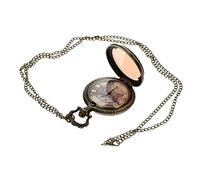 KONTONTY 1pc Vintage Pocket Watch Retro Quartz World Map Design Present for Fathers and Grandparents and Elegant Accessory Occasion