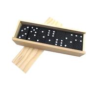KONTONTY 1Set Black Wooden Domino Blocks Set Stacking for Travel Game with Storage Case Indoor Outdoor Fun