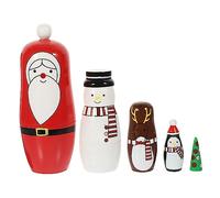 KONTONTY 1set Christmas Theme Russian Nesting Doll Matryoshka Dolls Adorable Xmas Decoration for Boys and Girls and Adults Convenient Storage Traditional Russian Craftsmanship