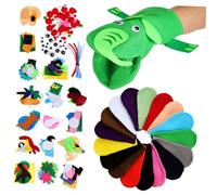 KONTONTY 1Set DIY Hand Puppet Making Kit Felt Craft Supplies for Includes Pompoms Googly Eyes for Creative Role Play and Puppet Shows Vibrant Colors Easy to Use