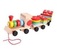 KONTONTY 1Set Wooden Train Educational Playthings for Early Learning Three Sections Blocks Train Fun Developmental for Age