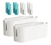 KONTONTY 2 Pcs Plastic Bedside Hanging Storage Basket with Detachable Hooks | Easy Access Organiser for Headboard Rails, Kitchen Cabinet Doors, University Rooms, Offices and Nursery Changing Areas