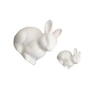 KONTONTY 2 Pcs Porcelain Rabbit Crafts with Long Ears White Ceramic Bunny Ornaments for Desktop and Home Decoration Fine Detail Micro Landscape Figurines for Office Party Wedding and
