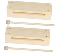 KONTONTY 2 Sets Beech Wood Rhythm Blocks with Mallets Hand Percussion Instruments for Music Classes Natural Wooden Block Instrument for Rhythm Training and Percussion Practice